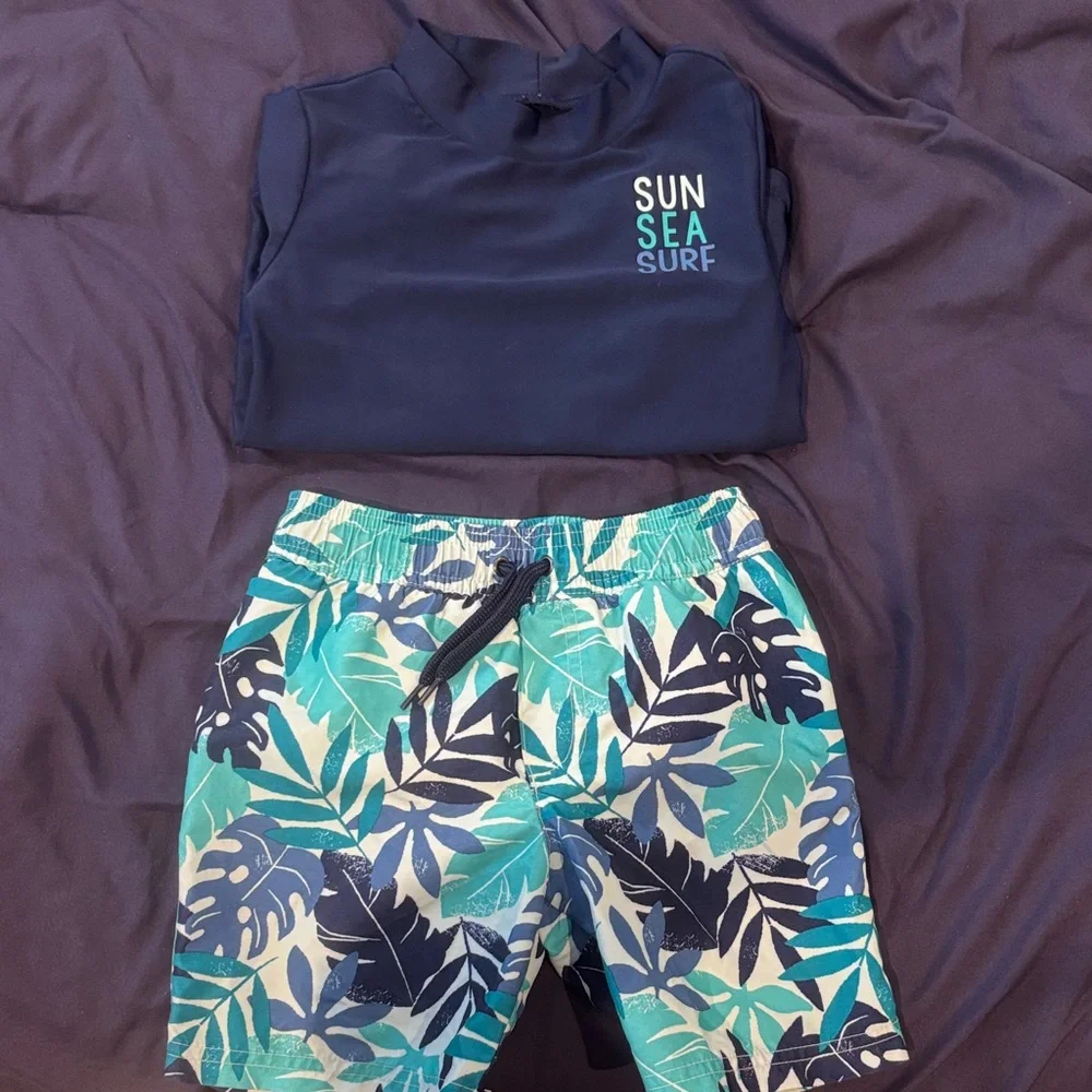 Kids Navy Rashguard Set - Picture 1 of 11